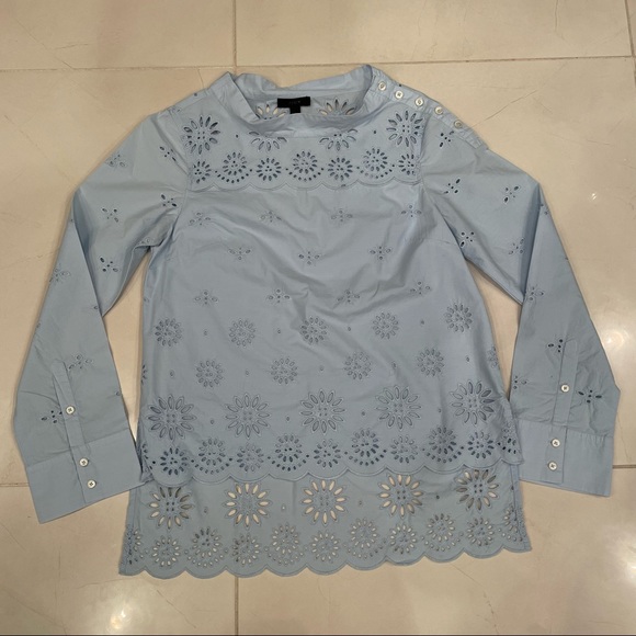 J.Crew Funnelneck Top in Eyelet - Picture 1 of 6